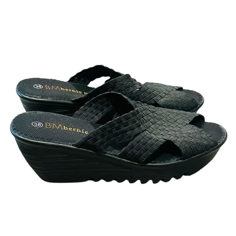 Bernie Mev Black Woven Wedges - Size 38 (7-8)